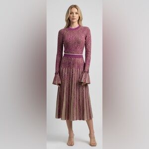 JONATHAN SIMKHAI PINK AND GOLD KNIT TOP AND SKIRT SET NWOT